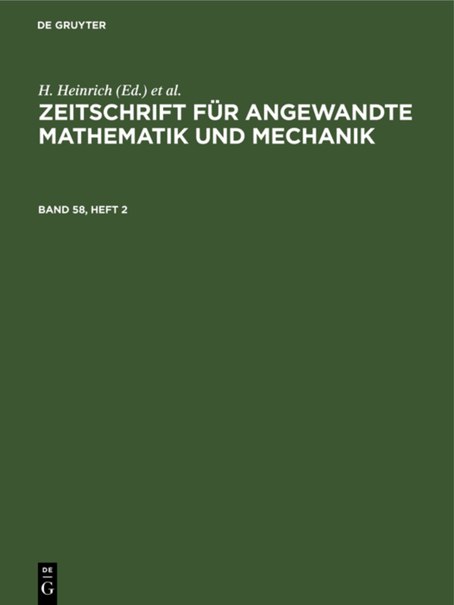 Zeitschrift für Angewandte Mathematik und Mechanik. Band 58, Heft 2